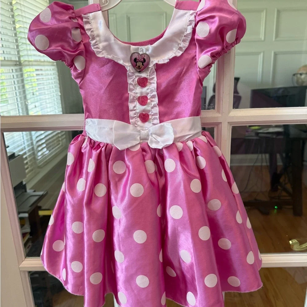 Disney Pink and White Polka Dot Minnie Mouse Dress - Picture 1 of 3